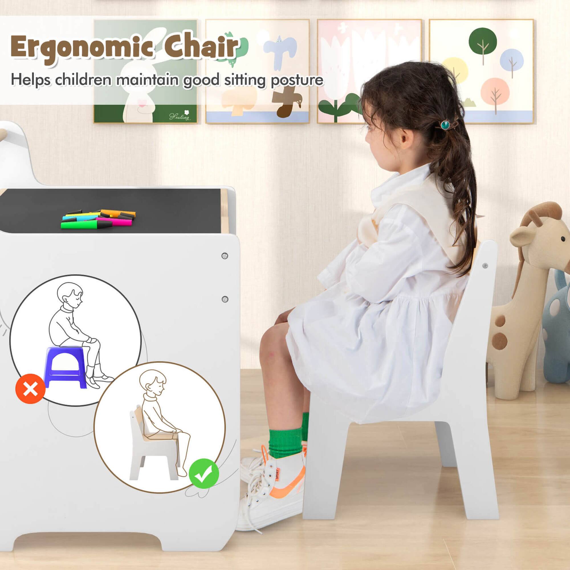 Ergonomic Chair  
Helps children maintain good sitting posture