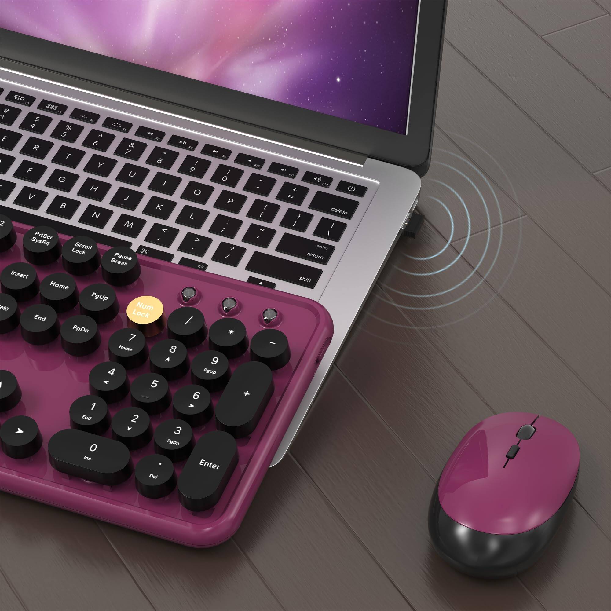 COTTAGE Colorful Computer And Mouse Combo With Round Typewriter Keycaps ...
