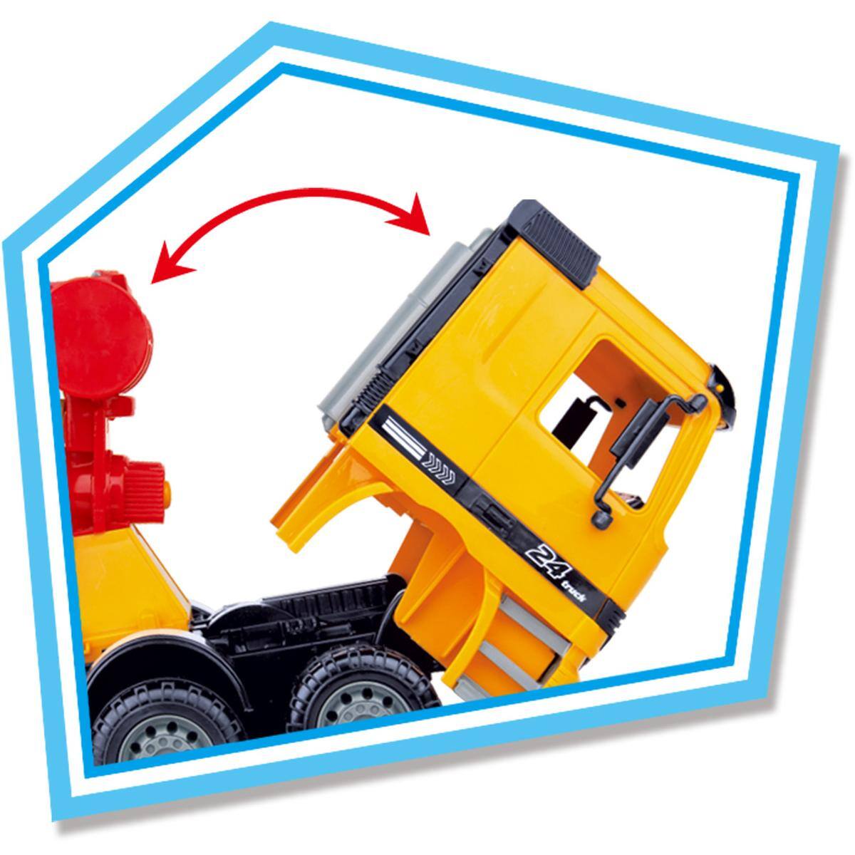 Back. JuzToys - Kids Toys Cars 14" Realistic Cement Mixer Truck, Construction Truck Toys with 360° Rotating Mixer for Kids Yellow - Yellow.