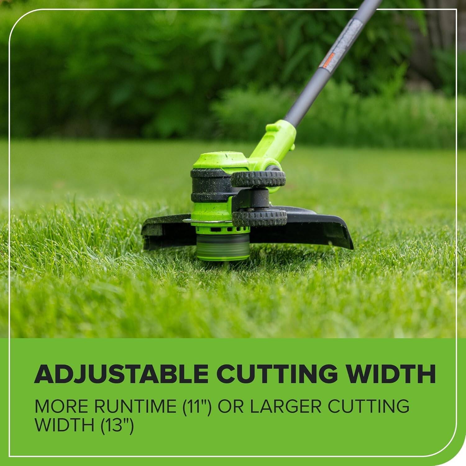 ADJUSTABLE CUTTING WIDTH  
MORE RUNTIME (11") OR LARGER CUTTING WIDTH (13")