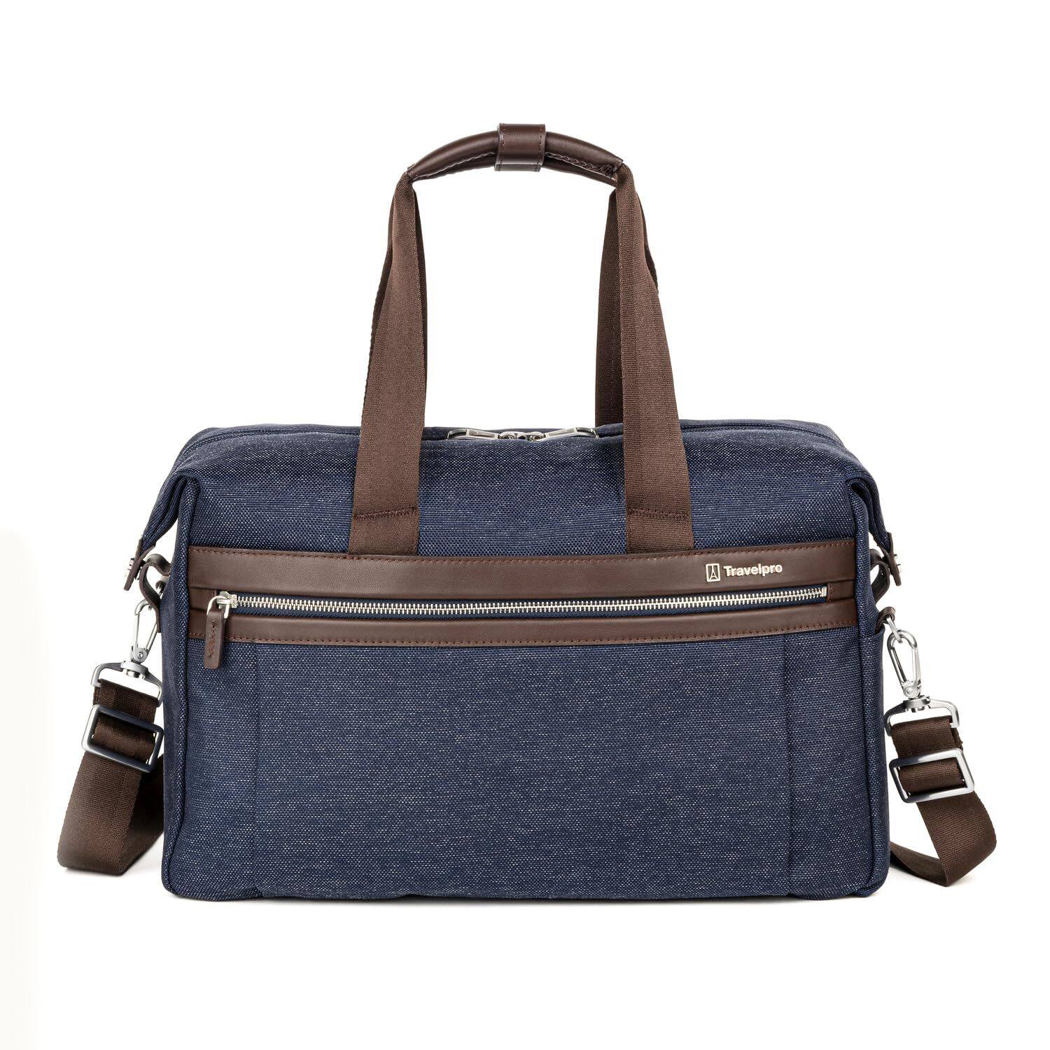 Front. Travelpro - Platinum Elite Carry on Soft Travel Underseat Tote Bag - True Navy Blue.
