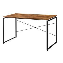 GOODSILO - Industrial Style Writing Desk with Solid Wood Top and Metal Frame for Home Office Workspace - Black+Oak