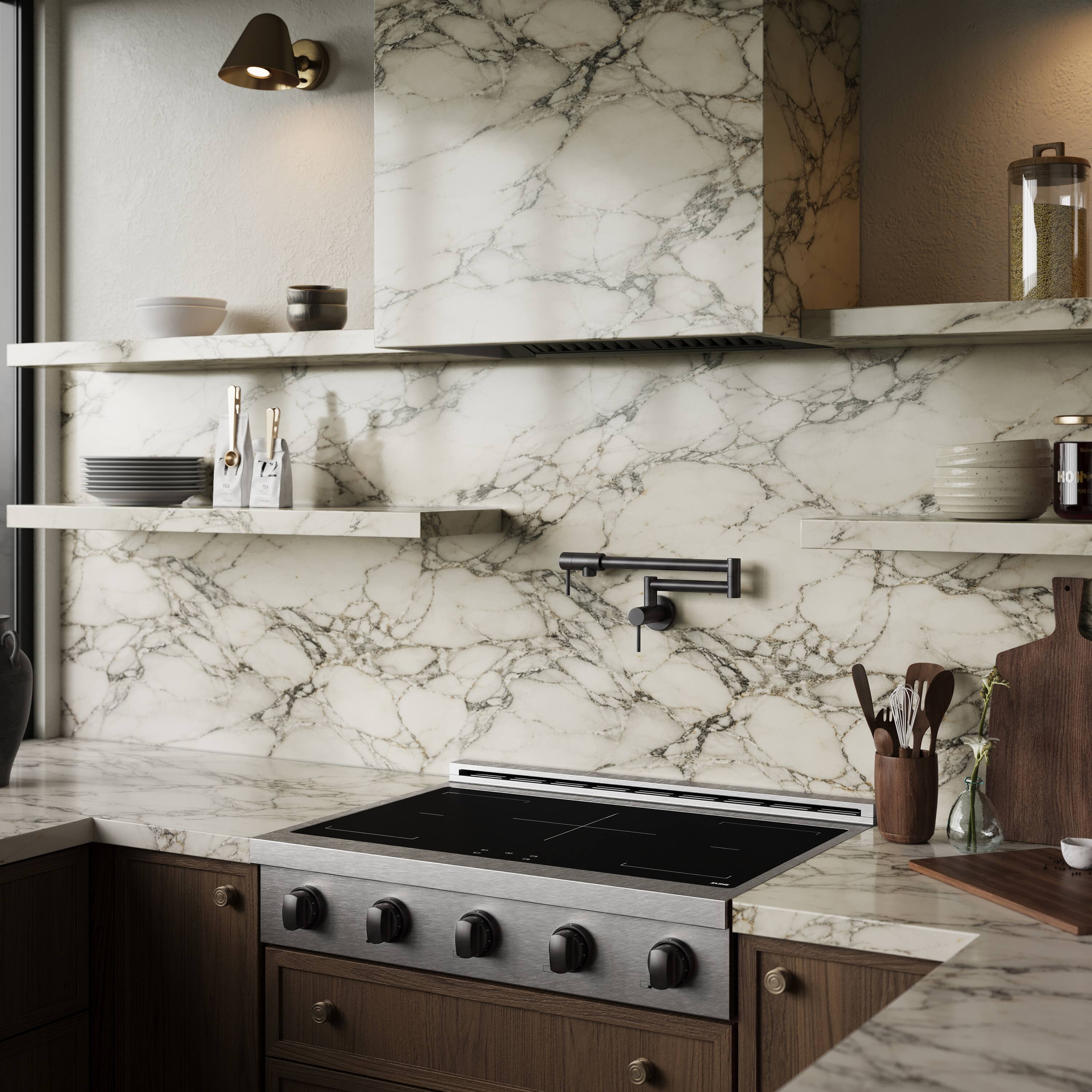 Alt View 5. ZLINE - Autograph 36 in. Paramount Built-in Induction Rangetop with 5 Element Cooktop in Satin Steel & Matte Black Accents - Satin Stainless Steel.