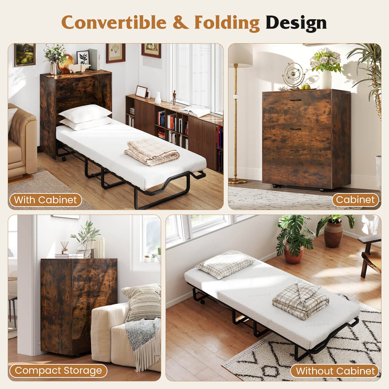 Convertible & Folding Design

With Cabinet

Cabinet

Compact Storage

Without Cabinet