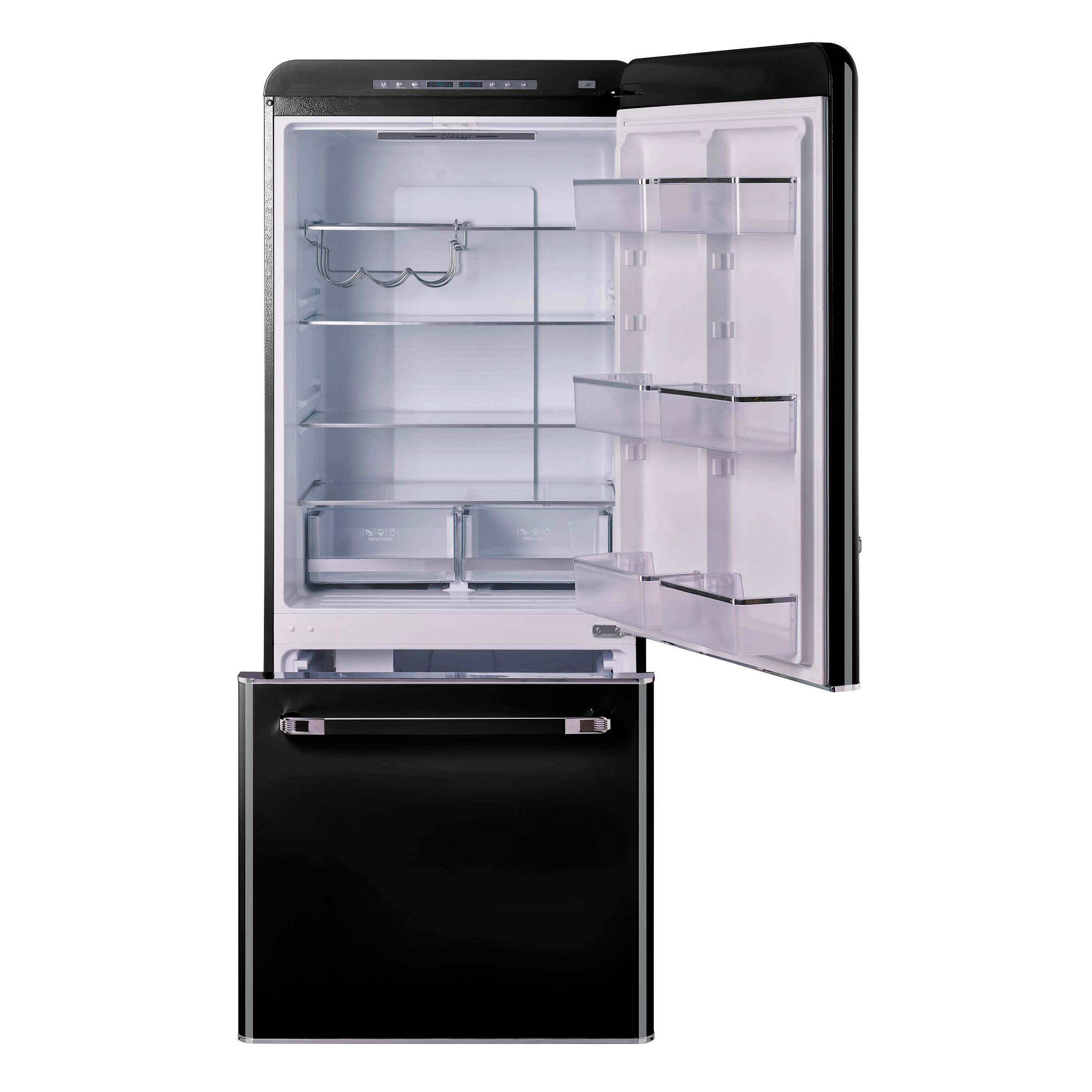 Alt View 1. Unique Appliances - 30 in. Wide Classic Retro 30 in 17.7 cu. ft. Frost Free Retro Bottom Freezer Refrigerator - Midnight Black.