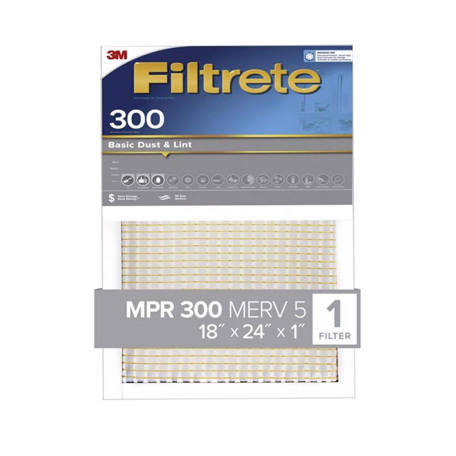 Filtrete - 18 in. W X 24 in. H X 1 in. D 300 MPR Pleated Air Filter 1 pk