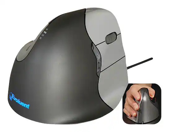 Front. Prestige - Evoluent VM4 Vertical Right-Handed Mouse - Gray.