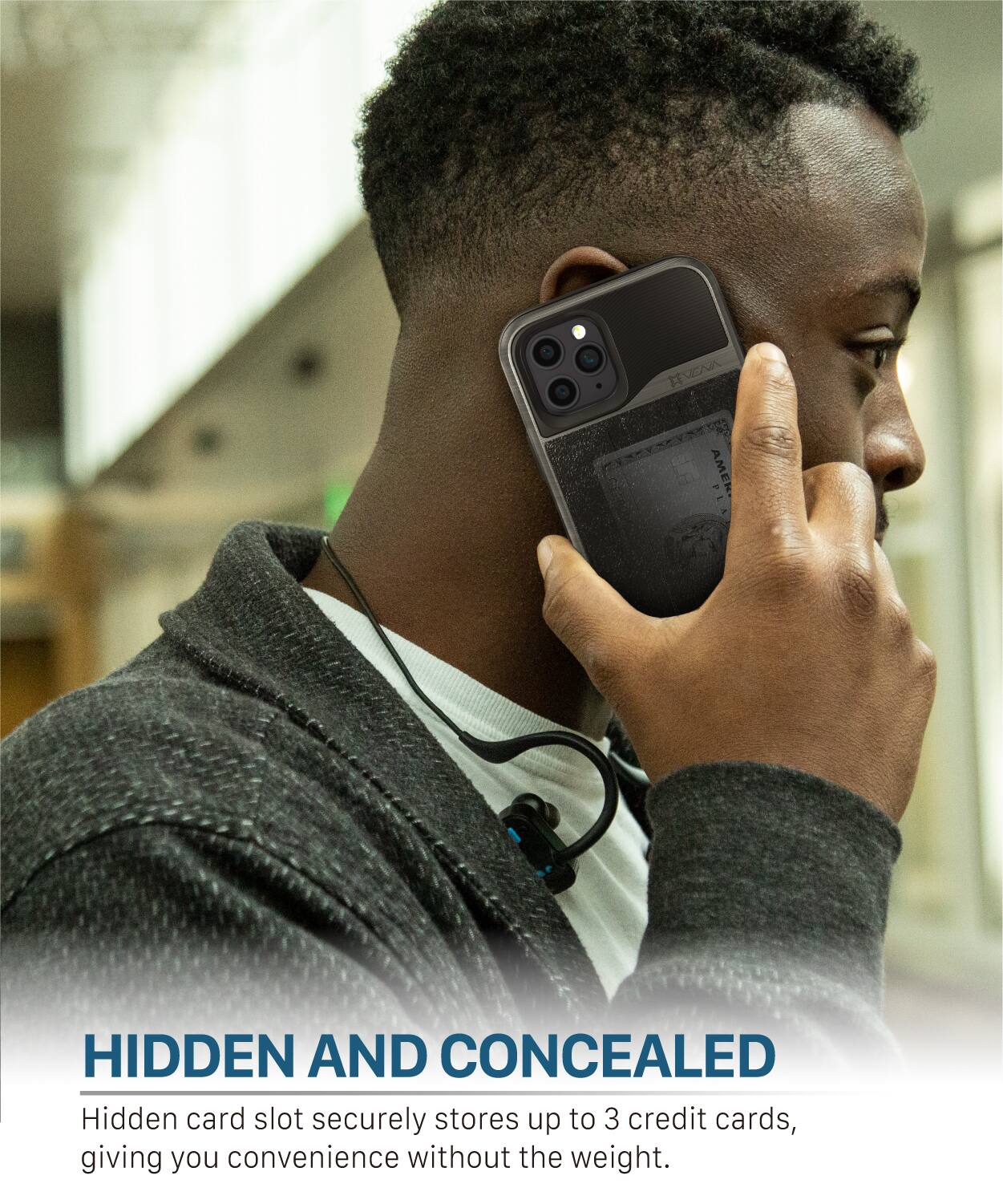 VA AMER HIDDEN AND CONCEALED
Hidden card slot securely stores up to 3 credit cards, giving you convenience without the weight.