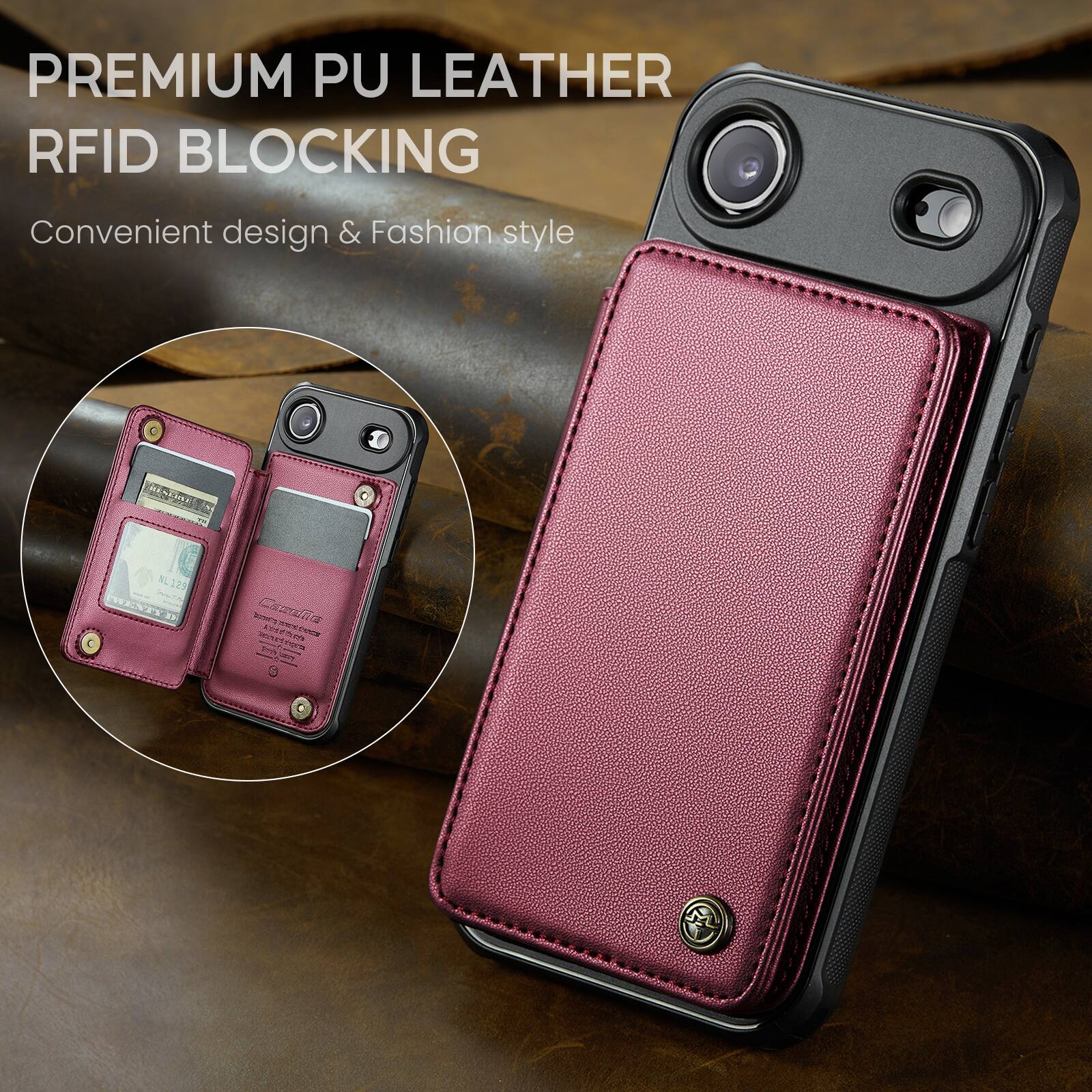 PREMIUM PU LEATHER RFID BLOCKING  
Convenient design & Fashion style