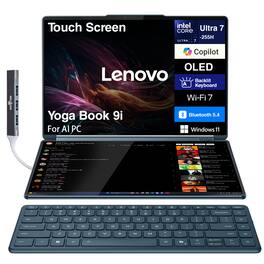 Lenovo - Yoga Book 9i 2-in-1 Laptop 14.0 2.8K (Intel Ultra 7-255H, 16GB LPDDR5X, 1TB SSD, Win 11 Home) w/USB Hub - Tidal Teal