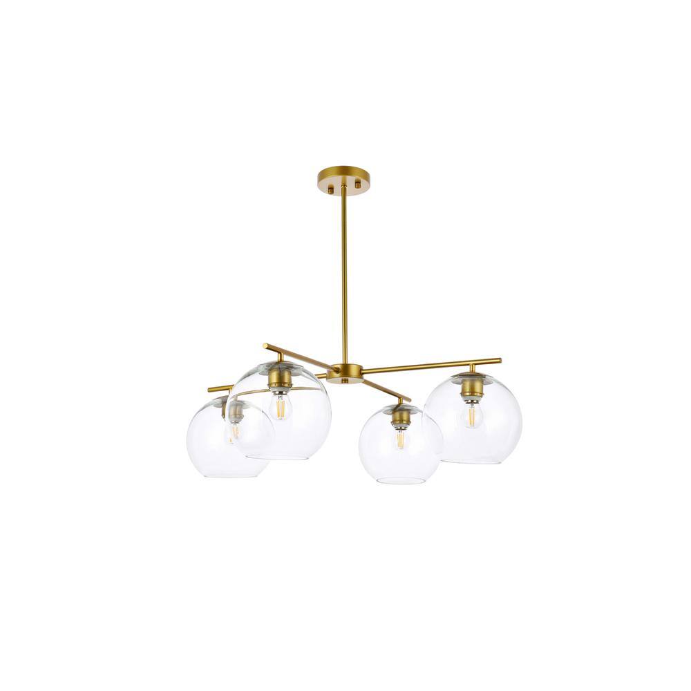 Alt View 1. Living District - Opus 4 lights brass pendant - Brass And Clear.