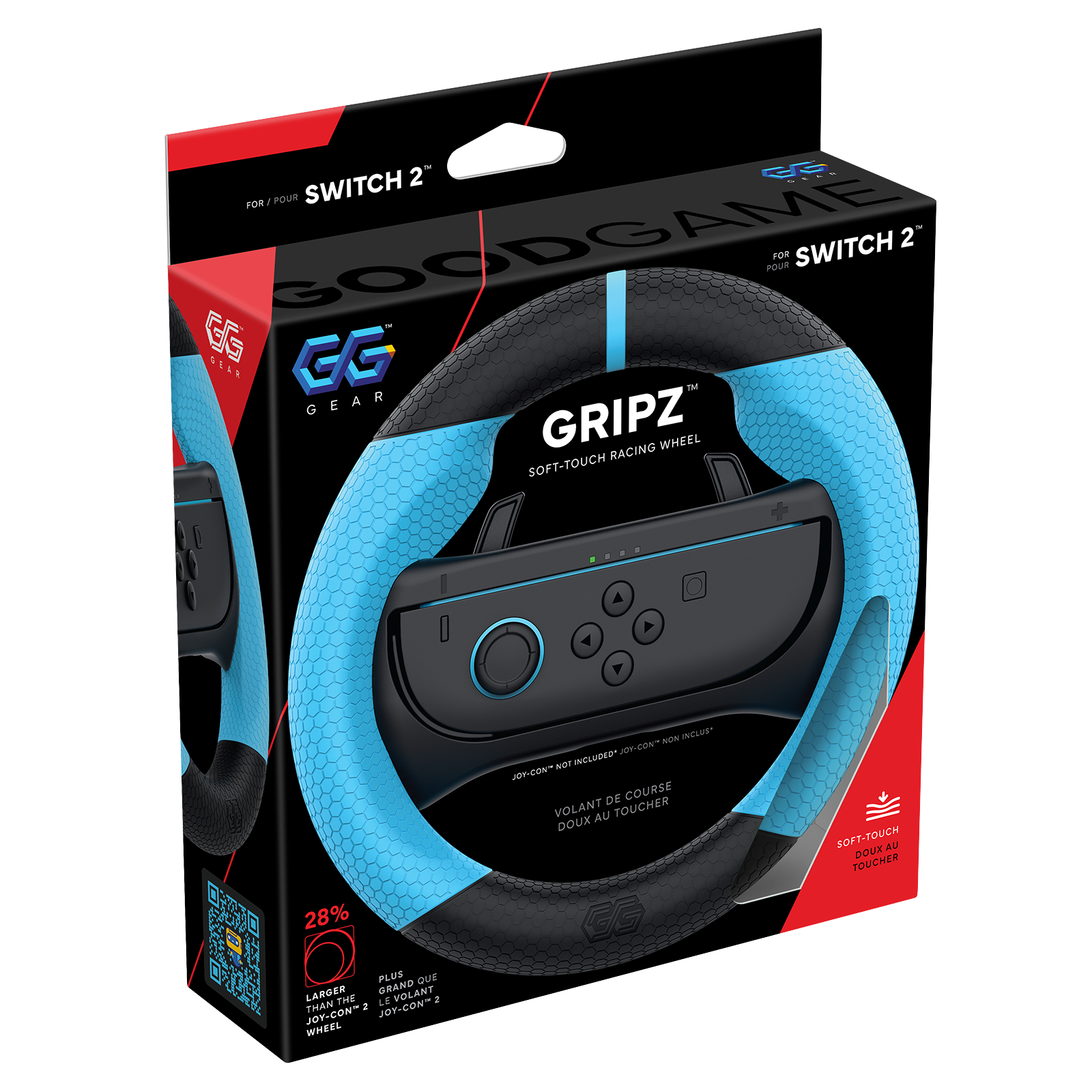 2% GG DEAL FOR/POUR SWITCH 2* GOODGAME SWITCH 2* FOR POUR GG GEAR GG GEAR GRIPZ RACING WHEEL SOFT-TOUCH

28% O PLUS GRAND QUE LARGER THAN THE 2 LE VOLANT JOY-CON JOY-CON WHEEL

NOW INCLUS* INCLUDED" JOY-CON" NOT JOY-CON DE COURSE VOLANT AU TOUCHER DOUX EG

SOFT-TOUCH DOUX AU TOUCHER