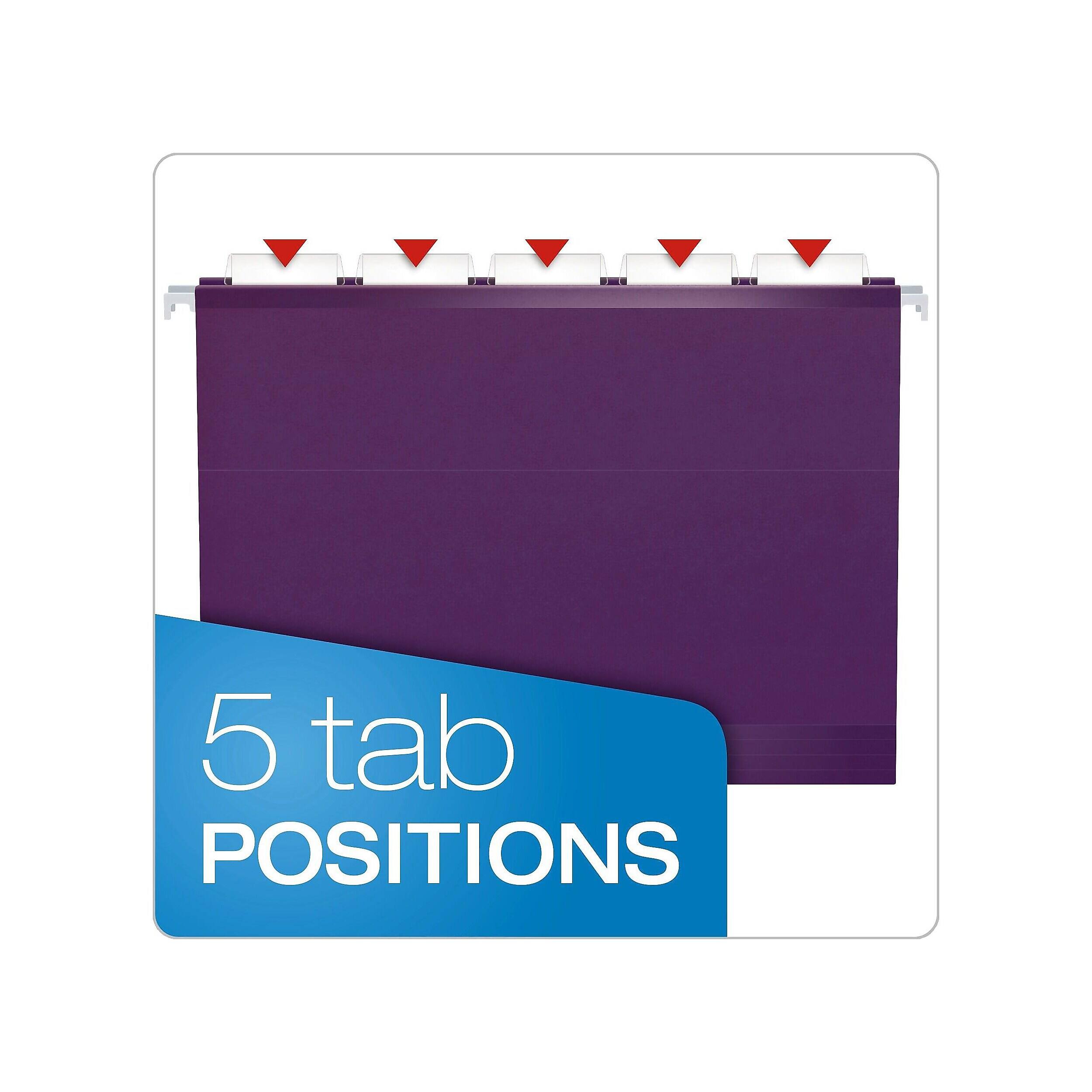 Pendaflex Reinforced Hanging File Folders, 1/5 Tab, Letter Size, 25/Box ...