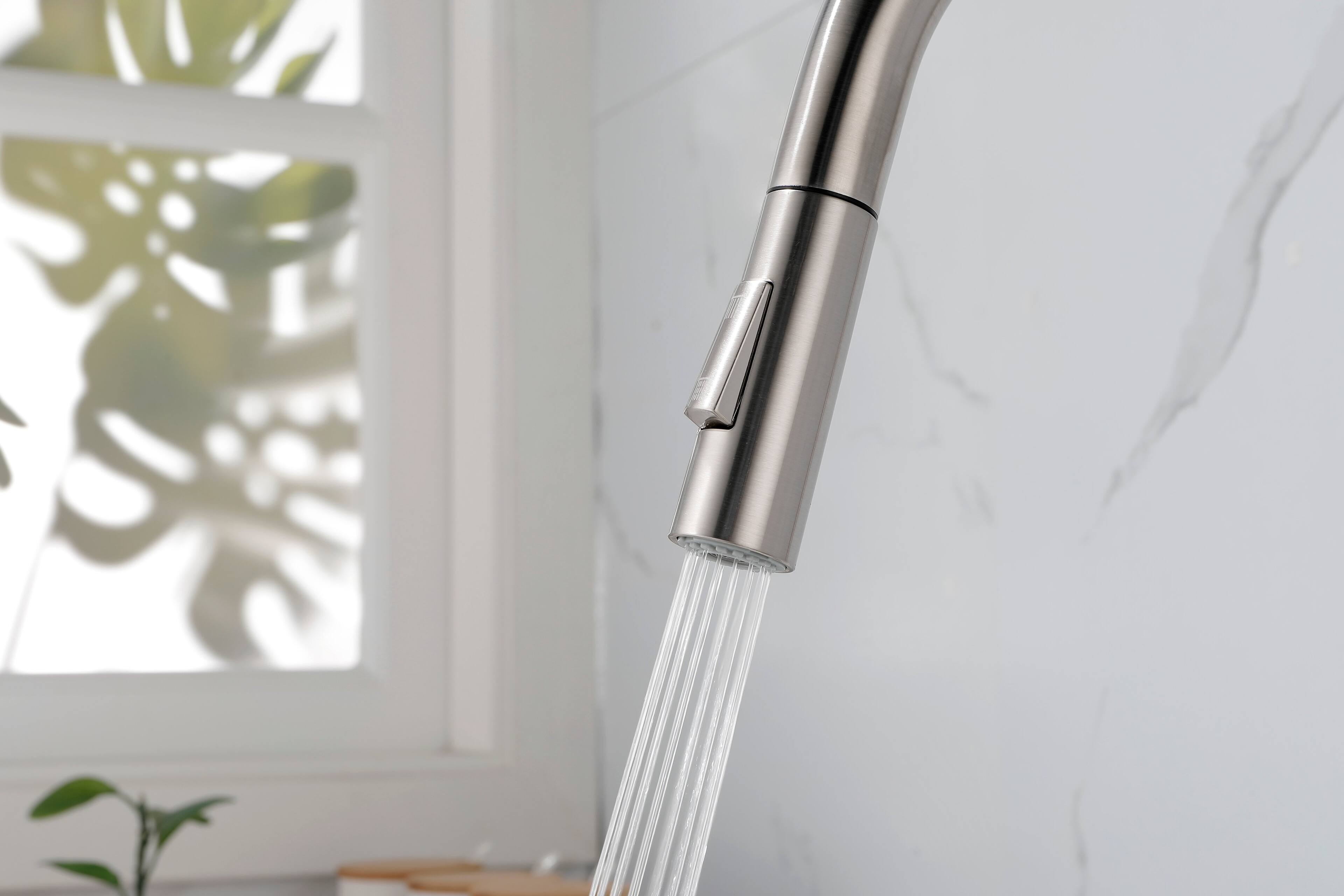 Alt View 2. Siljoy - Kitchen Faucet with Pull Down Sprayer - Brushed Nickel.