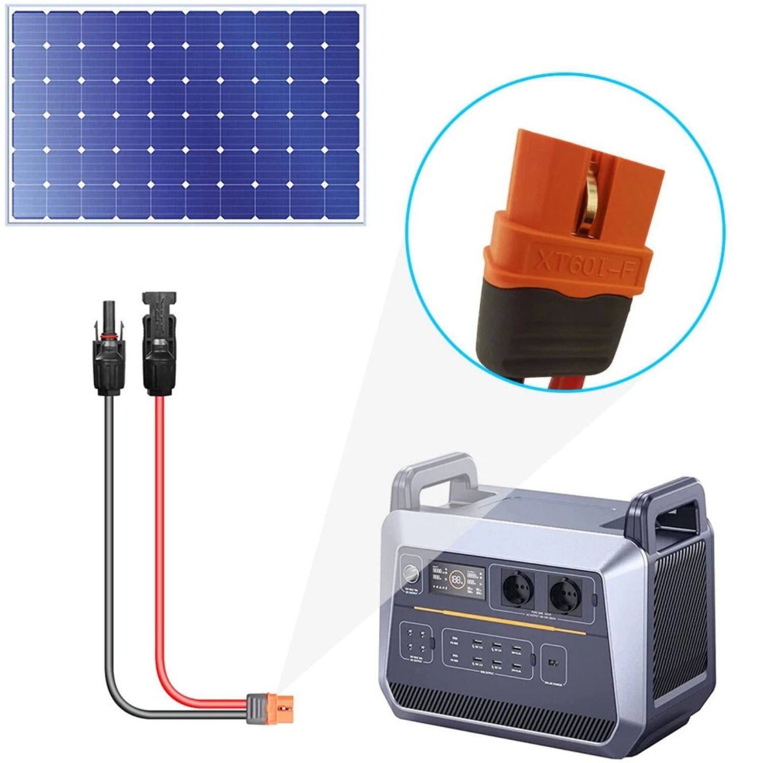 Angle. Stock Preferred - 12AWG XT60i Solar Panel Extension Cable - Black/Red.