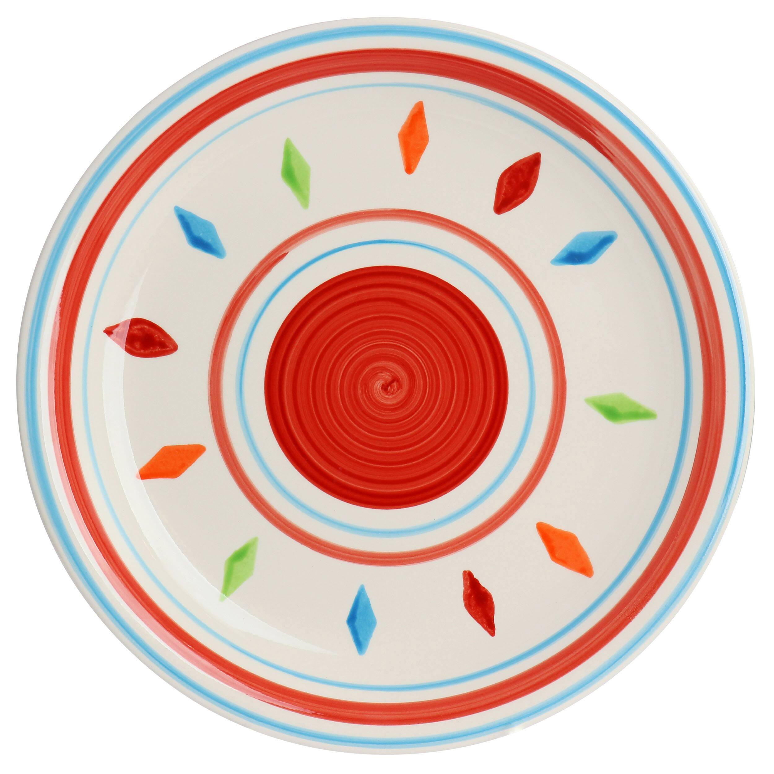 Alt View 4. Gibson - Gibson Home Heidy 12 Piece Hand Painted Durastone Dinnerware Set in Red - Red.