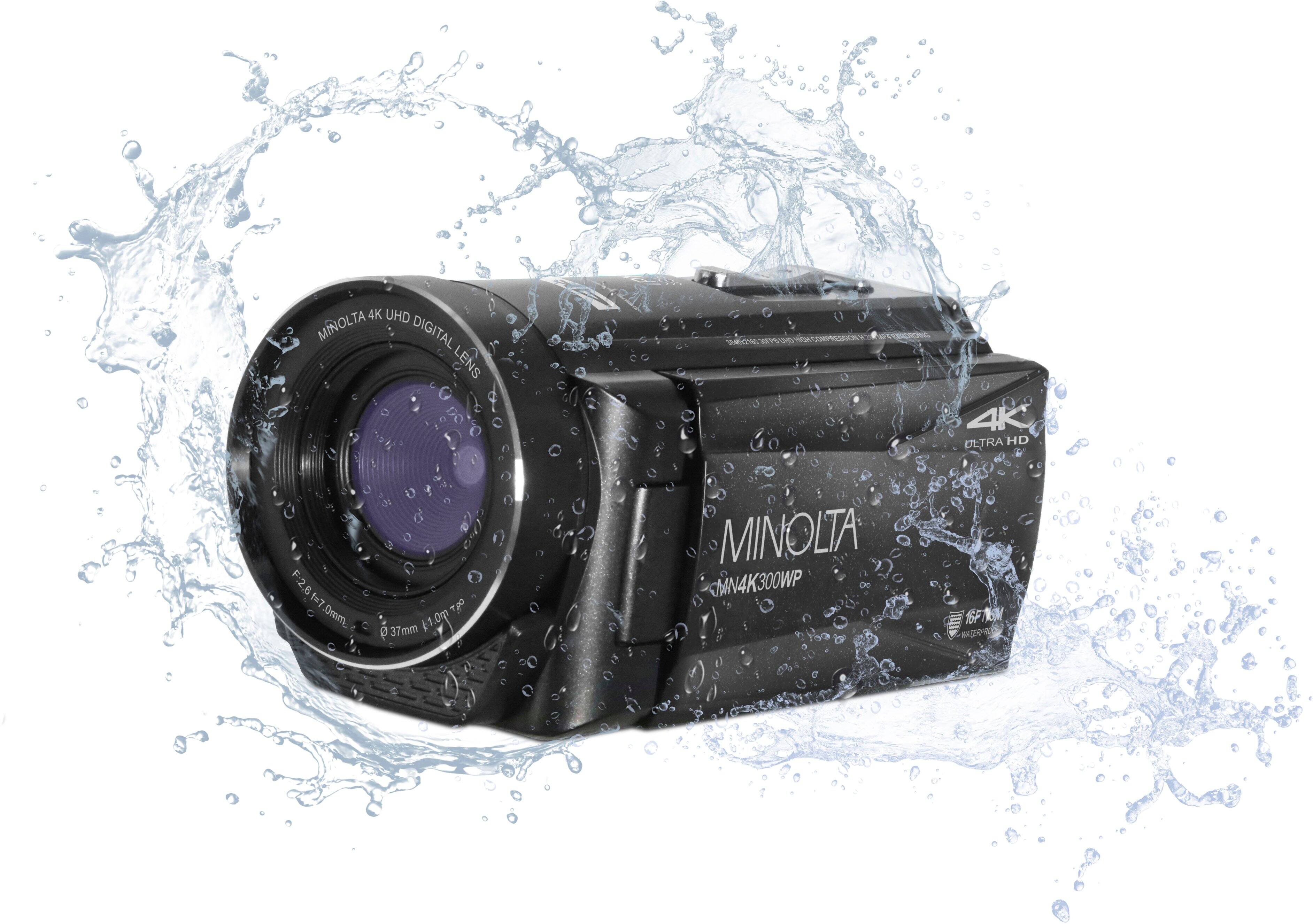 The text on the image reads: "4K UHD MINOLTA DIGITAL DIGITALLENS LENS 4K DLTRA HD W F:2.8 1=7 Omm 0m 37mm MINOLTA MN4K300WP."