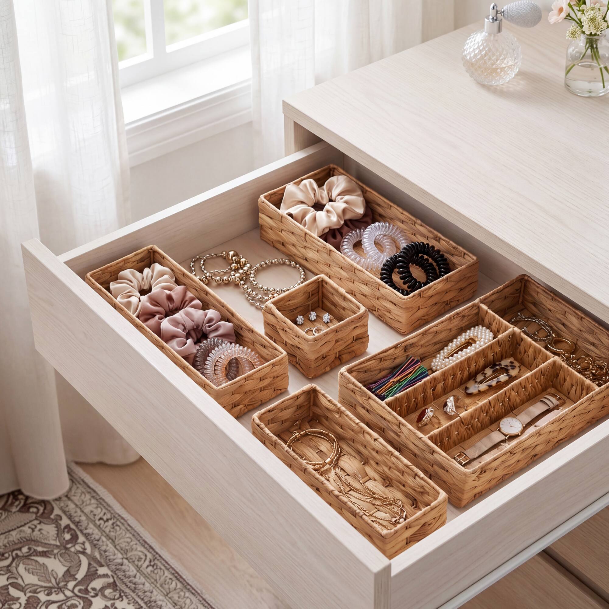 Alt View 5. Best Choice Products - Best Choice Products 5PC Flatware Organizer Set, Woven Modular Silverware & Utensil Drawer Organizer Trays - Natural - Natural.