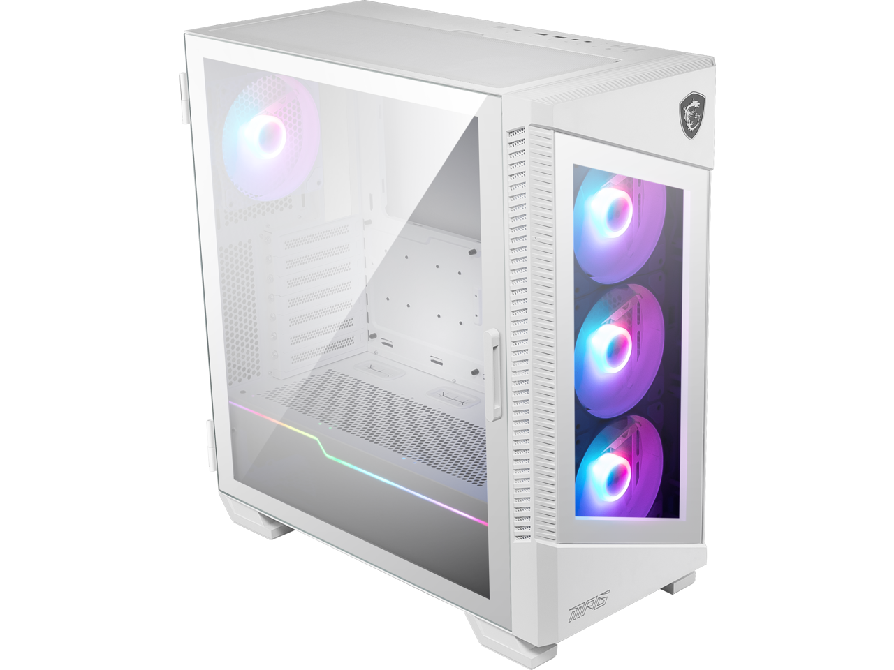 Alt View 4. MSI - MSI MPG VELOX 100R White SPCC Steel / Laminated Tempered Glass ATX Mid Tower Computer Case - White.