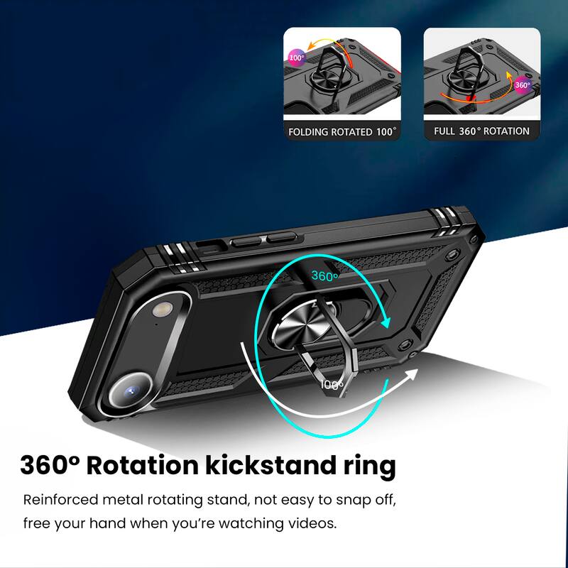 360° Rotation kickstand ring

Reinforced metal rotating stand, not easy to snap off, free your hand when you're watching videos.

FOLDING ROTATED 100°

FULL 360° ROTATION