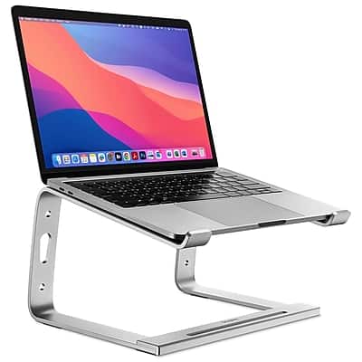 Front. Staples TECH - 11.2 x 10.2 Aluminum Laptop Stand - Silver.
