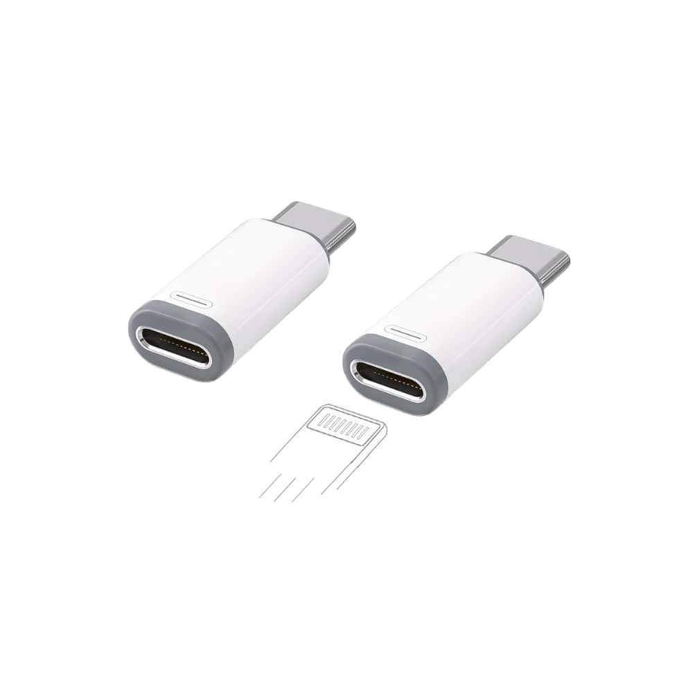 Qixxronics - (2pcs) Lightning Female to USB-C Male to Adapter, Charging & Data Transfer iPhone 17 16 15, iPad Air, Not for Audio/OTG - White
