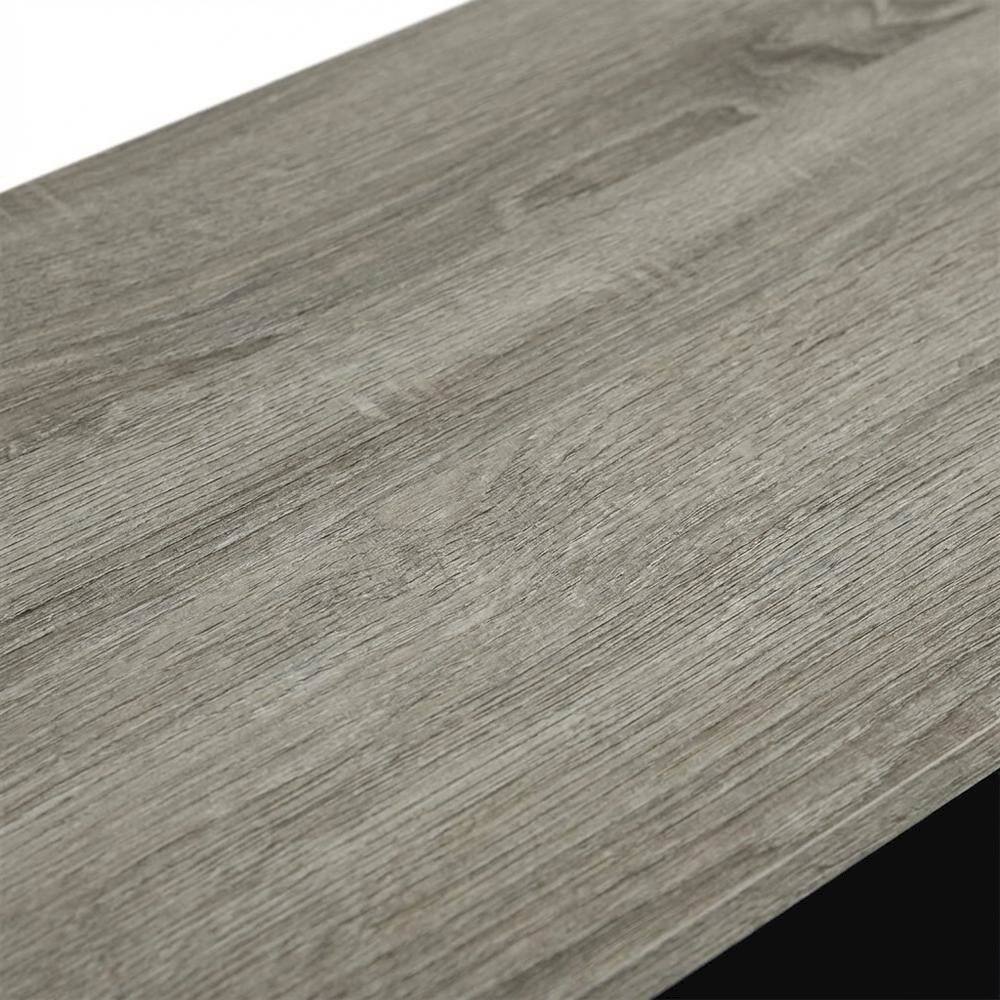 Alt View 4. FurniFact - Wide TV entertainment center in French Oak Grey, black, wood, PVC tubes - White.