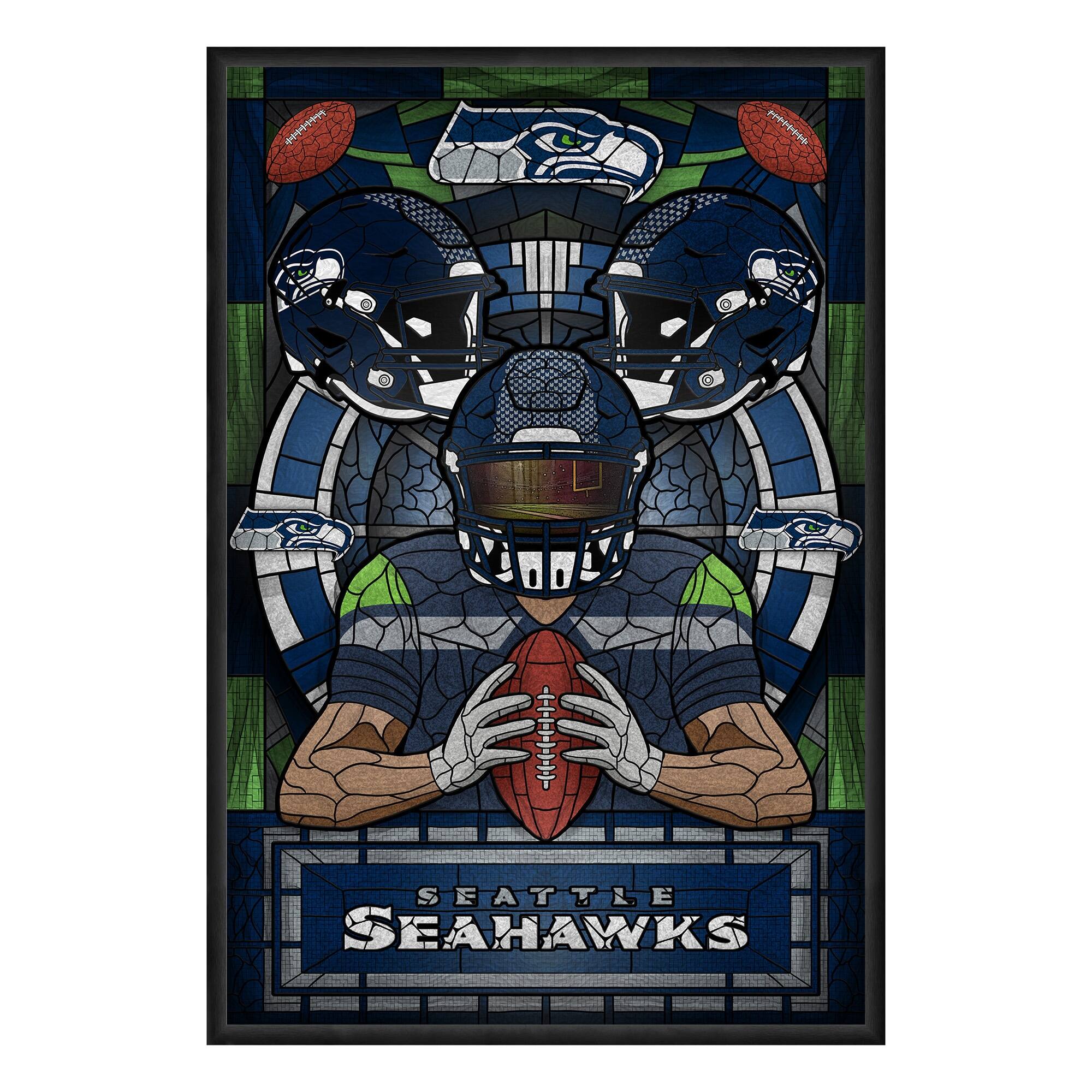 Seattle Seahawks Framed Stained Glass Art Print