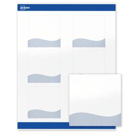 Avery - Square Labels, Colorful Design, 3" x 3", 60 Total, Glossy, Blue Waves - White