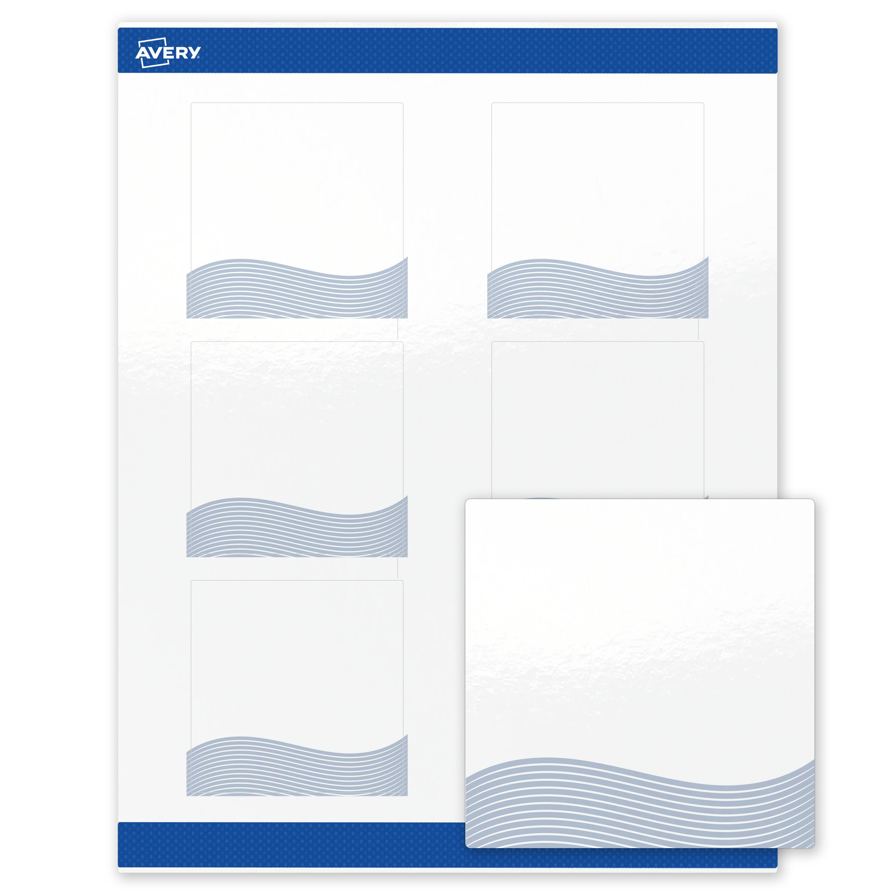 Front. Avery - Avery Square Labels, Colorful Design, 3" x 3", 60 Total, Glossy, Blue Waves - White.