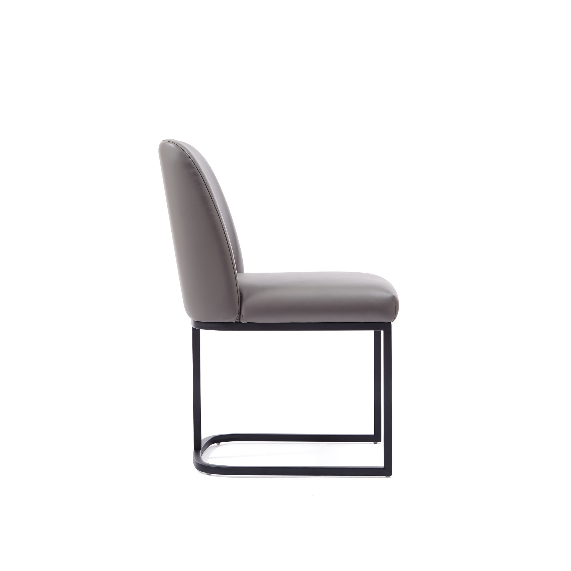 Back. Manhattan Comfort - Serena Modern Metal Vegan Leather Dining Chair - Set of 2 - Taupe.
