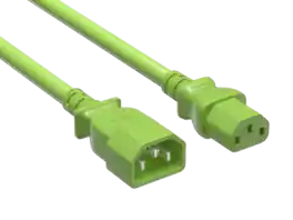 Cable Leader - Power Extension Cord, IEC C13 to C14 Heavy Duty, 14 AWG 15A 250V for PDU, UPS, Server Rack, Network Switch - Green