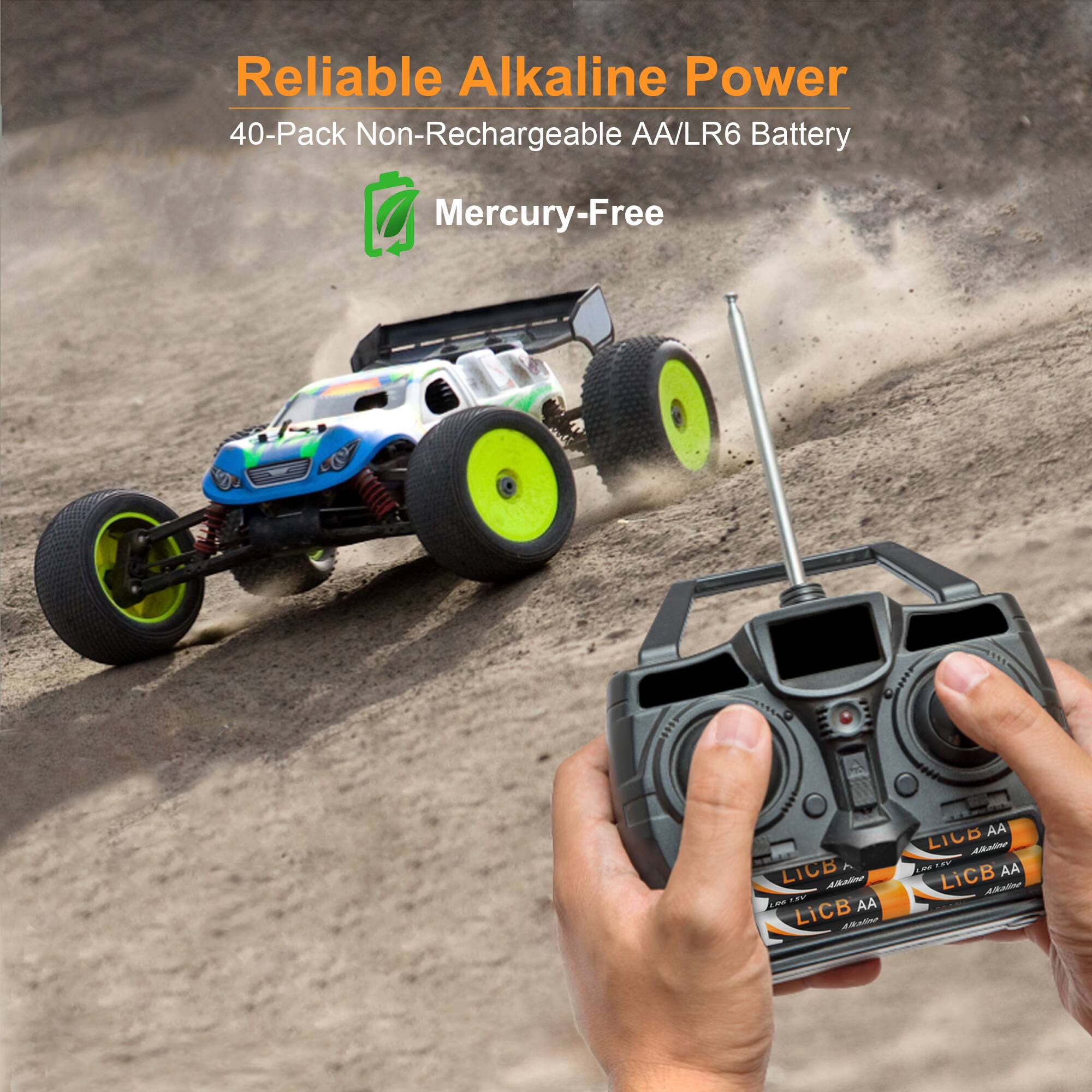 Reliable Alkaline Power  
40-Pack Non-Rechargeable AA/LR6 Battery  
Mercury-Free  

LICB AA Alkaline  
LICB AA Alkaline  
LICB AA Alkaline  
LICB AA Alkaline
