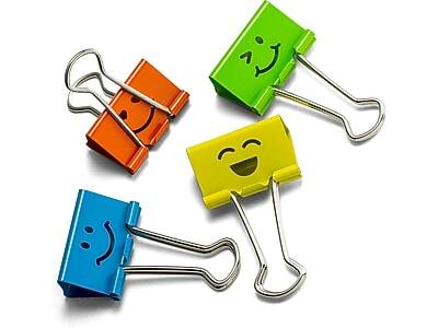 Alt View 1. Officemate - Smiling Face Medium Binder Clips, Assorted Colors, 36 Clips/Pack - Assorted Colors.