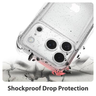 Vena For Apple iPhone 17 Pro Case Clear Glitter, Bump Resistant Clear Glitter Back Cover, Drop Protection Slim Protective Phone Case Vena For Apple iPhone 17 Pro Case Clear Glitter, Bump Resistant Clear Glitter Back Cover, Drop Protection Slim Protective Phone Case