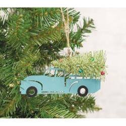 Angle. BreeBe - *Blue Christmas Tree Cargo Truck Ornament - BLue.