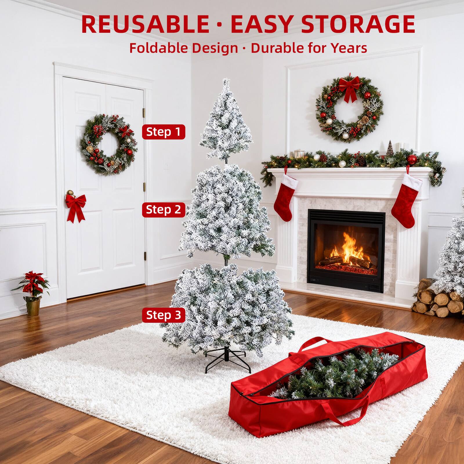 REUSABLE • EASY STORAGE  
Foldable Design • Durable for Years  

Step 1  
Step 2  
Step 3