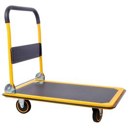 Boyel Living - 330lbs Foldable Metal Push Hand Truck Black Multi Purpose Platform Trolley - Yellow