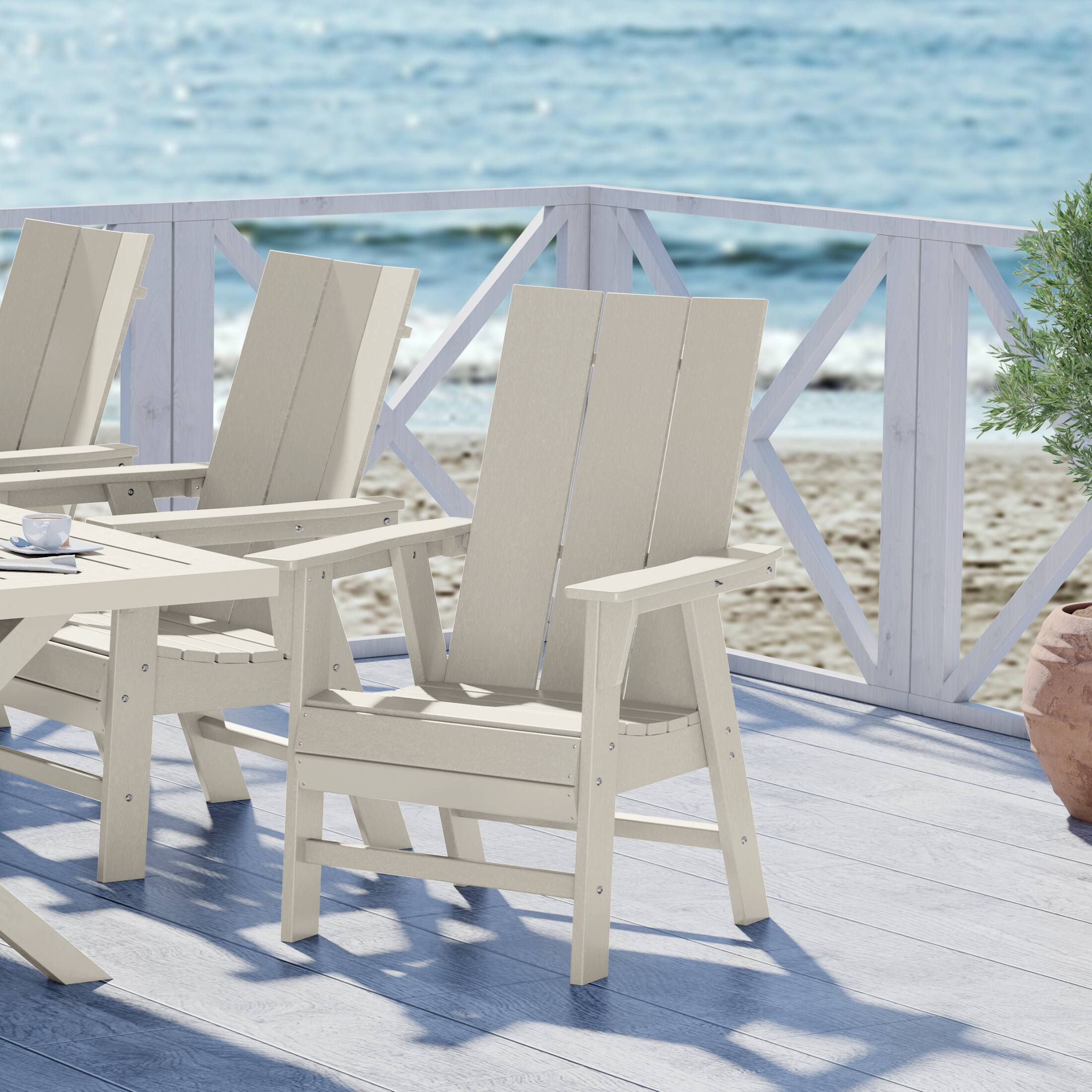 Angle. WestinTrends - WestinTrends Ashore Outdoor Patio HDPE Plastic Modern Adirondack Dining Chair - Sand.