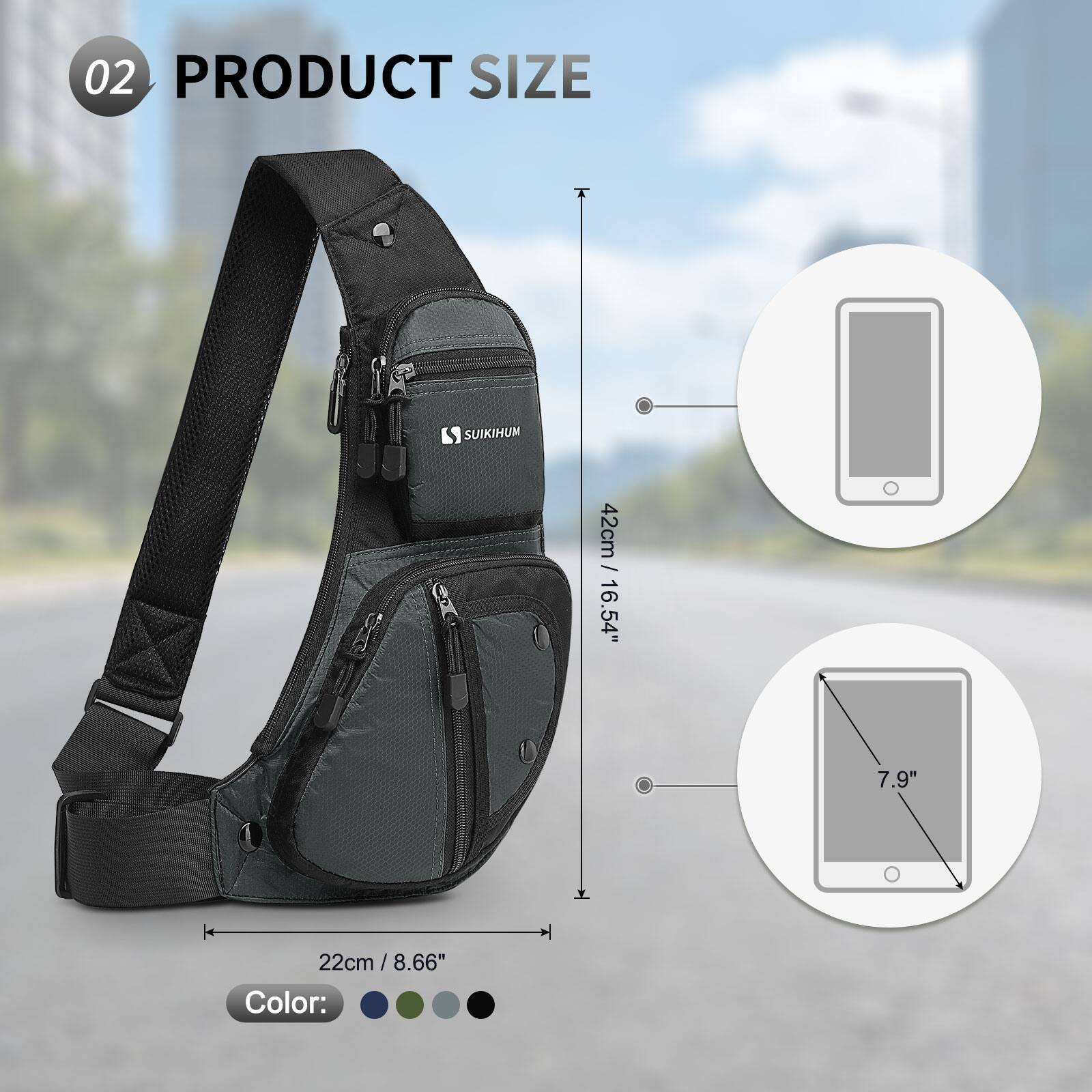 02 PRODUCT SIZE

SUIKIHUM

42cm / 16.54"  
22cm / 8.66"  
7.9"

Color: