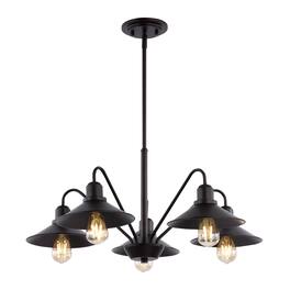 Jonathan Y - Cade 27" 5-Light Metal Farmhouse Industrial LED Pendant, Oil Rubbed Bronze - Oil-Rubbed Bronze