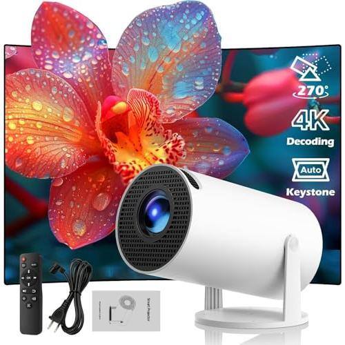 The Best Inks - 2025 Mini Projector With Wifi And Portable Full Hd 4k Support Automatic Vertical Keystone Correction 270° Rotation - White