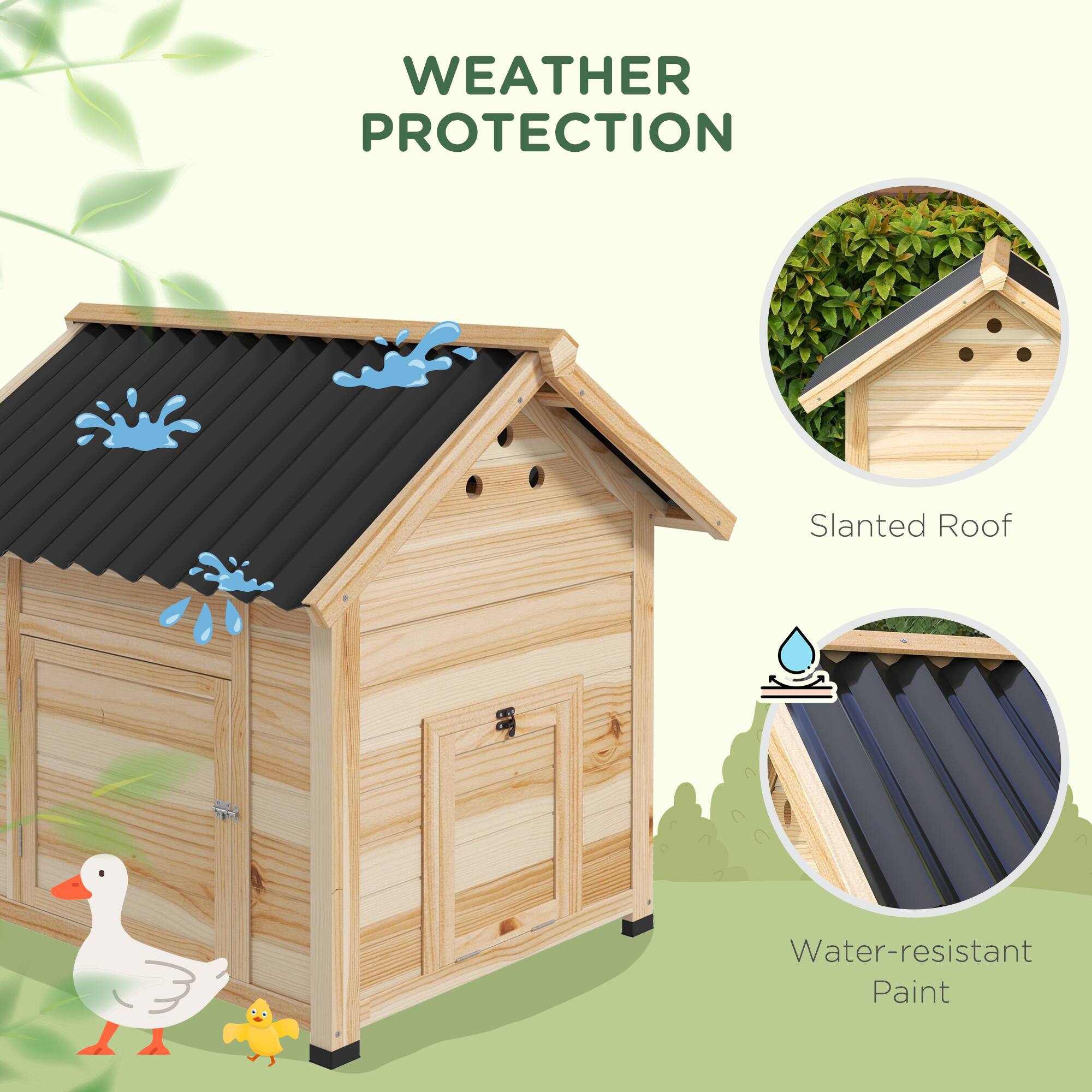 WEATHER PROTECTION

- Slanted Roof
- Water-resistant Paint