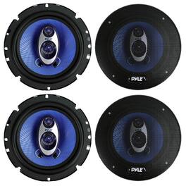 Pyle - PL63BL 6.5" 720 Watt 3-Way Car Audio Coaxial Speakers Blue Stereo - Black