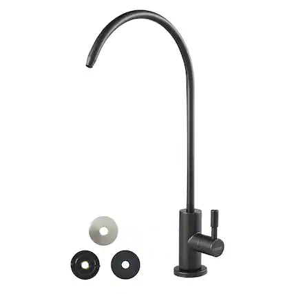 Front. VEVOR - Stainless Steel Faucet, Lead-Free Water Purifier Faucets, Reverse Osmosis Faucet with Solid Brass Valve - Matte Black.
