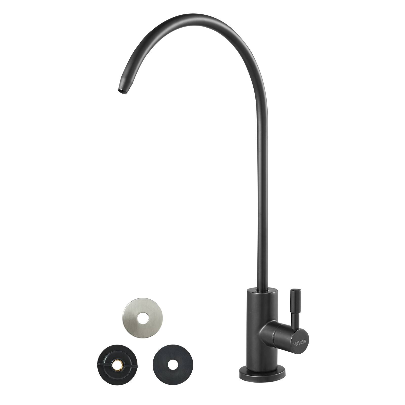 Front. VEVOR - Stainless Steel Faucet, Lead-Free Water Purifier Faucets, Reverse Osmosis Faucet with Solid Brass Valve - Matte Black.