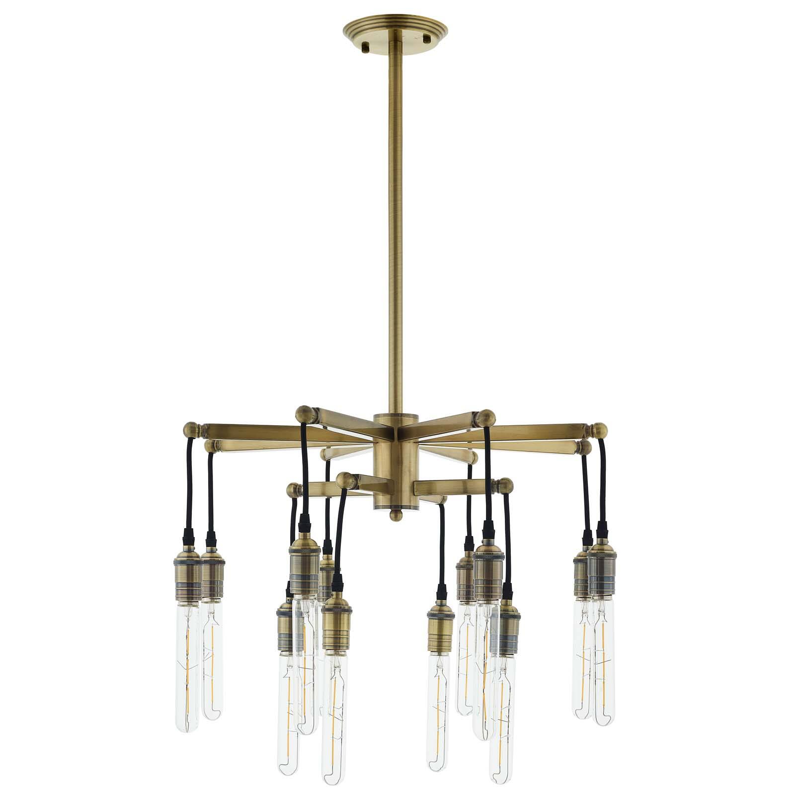 Angle. Modway - Resolve Antique Brass Ceiling Light Pendant Chandelier by Modway - Yellow.