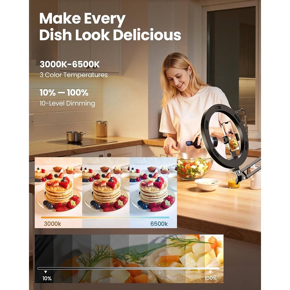 Make Every Dish Look Delicious

3000K-6500K  
3 Color Temperatures

10% — 100%  
10-Level Dimming

3000k  
6500k

10%  
100%