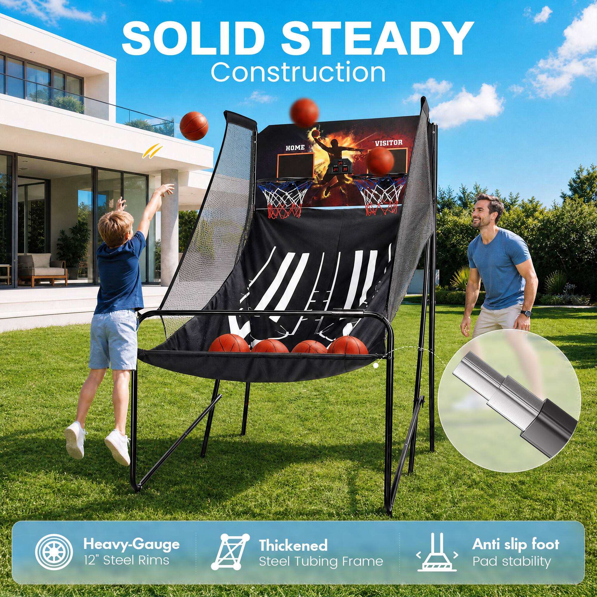 SOLID STEADY Construction

HOME VISITOR

Heavy-Gauge 12" Steel Rims
Thickened Steel Tubing Frame
Anti slip foot Pad stability