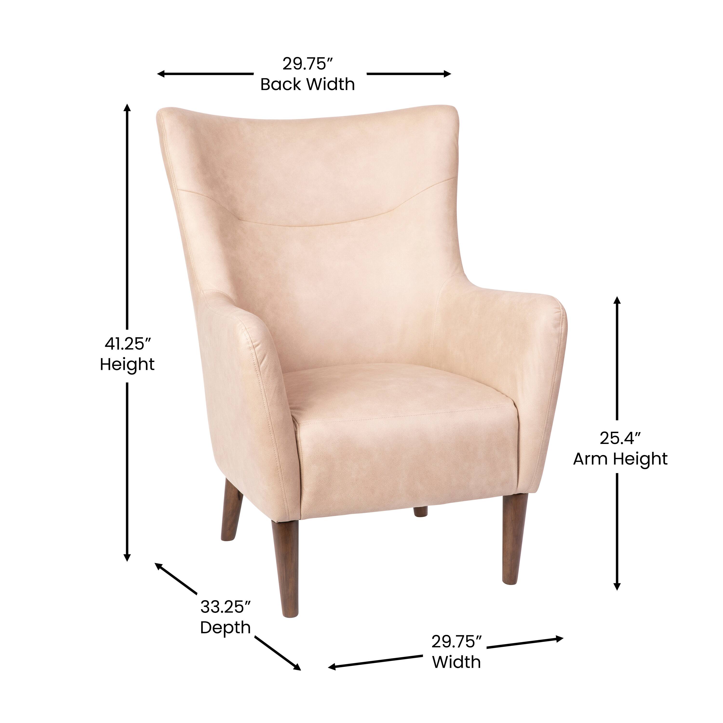 29.75" Back Width  
41.25" Height  
25.4" Arm Height  
33.25" Depth  
29.75" Width